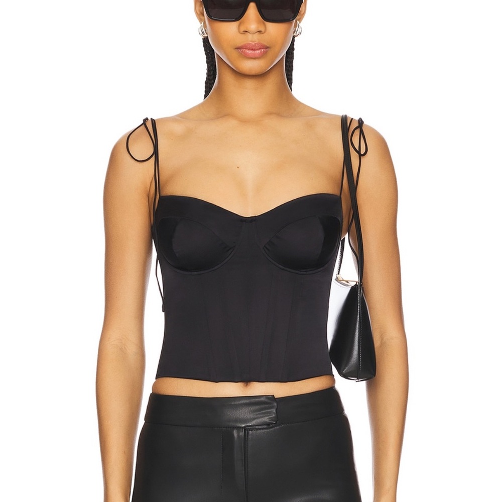 Good American Satin Bustier Top in Black